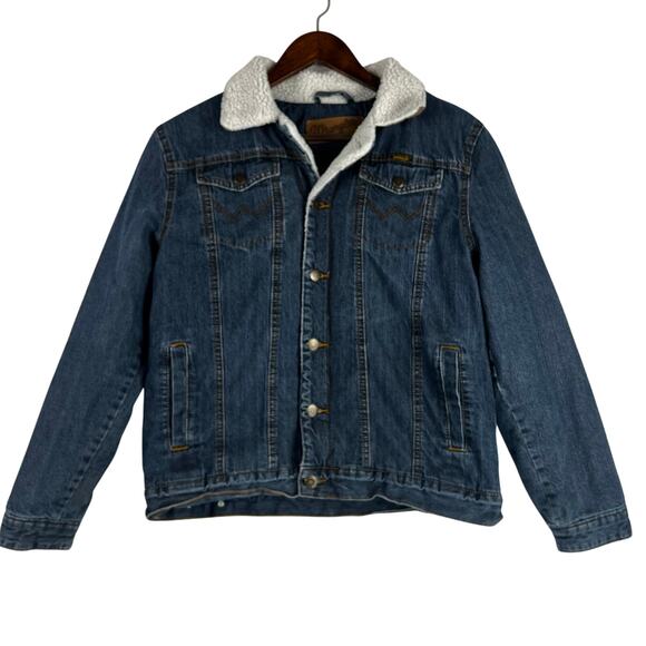 Wrangler Denim Fleece Lined Trucker Jacket Men’s XL 100% Cotton Exterior GUC - Picture 1 of 14